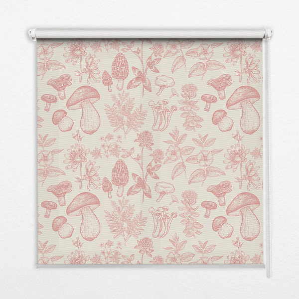 Modern roller blind con diseño de hongos dibujados
