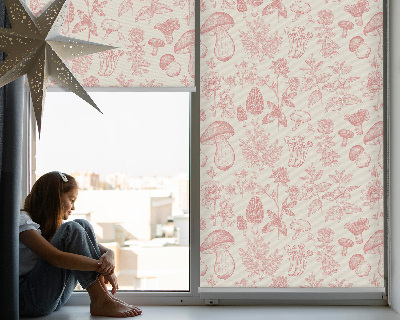 Modern roller blind con diseño de hongos dibujados