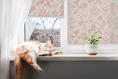 Modern roller blind con diseño de hongos dibujados