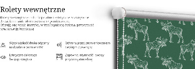 Estor enrollable para ventana con estampado de alce en tono verde