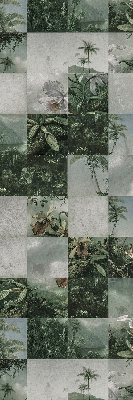 Estor enrollable para ventana con estampado de palmeras y motivos de azulejos