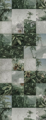 Estor enrollable para ventana con estampado de palmeras y motivos de azulejos