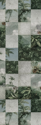 Estor enrollable para ventana con estampado de palmeras y motivos de azulejos