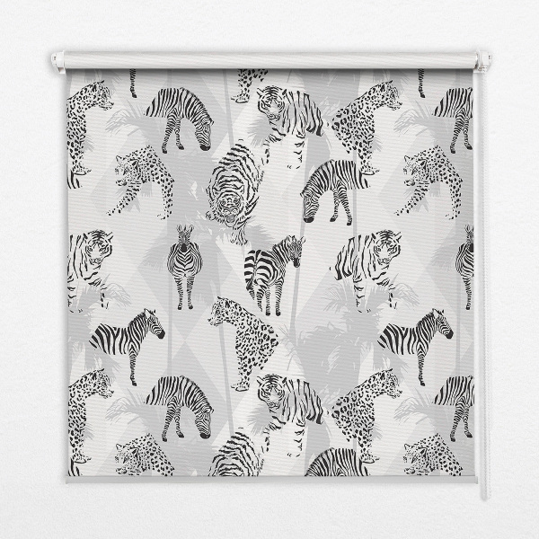 Estor enrollable con estampado de animales grises