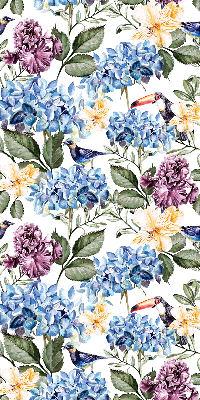 Modern roller blind con diseño de tucanes y flores