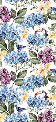 Modern roller blind con diseño de tucanes y flores