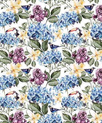 Modern roller blind con diseño de tucanes y flores