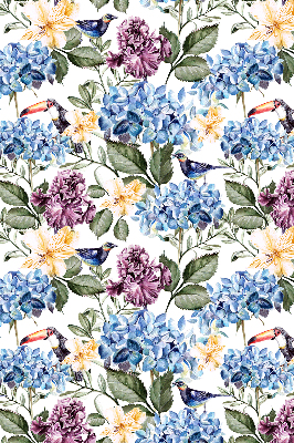 Modern roller blind con diseño de tucanes y flores