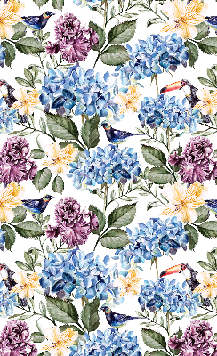 Modern roller blind con diseño de tucanes y flores