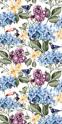 Modern roller blind con diseño de tucanes y flores