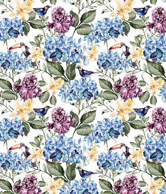 Modern roller blind con diseño de tucanes y flores