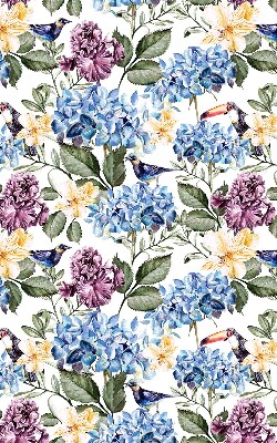 Modern roller blind con diseño de tucanes y flores