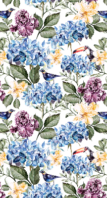 Modern roller blind con diseño de tucanes y flores