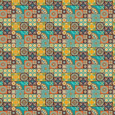 Estor enrollable con estampado de mandala colorido