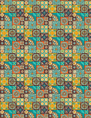 Estor enrollable con estampado de mandala colorido
