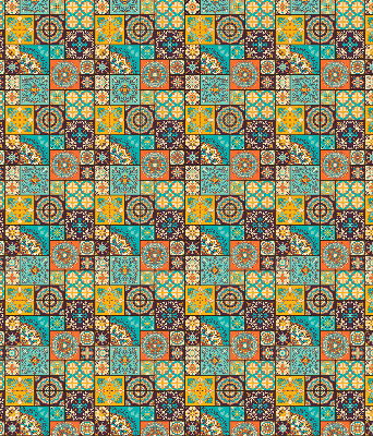 Estor enrollable con estampado de mandala colorido