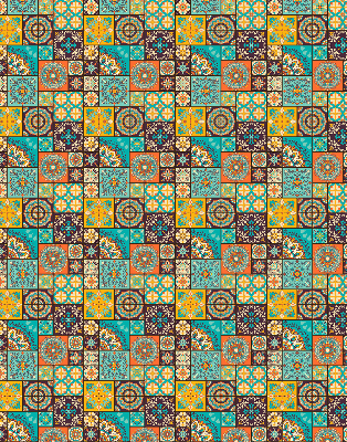 Estor enrollable con estampado de mandala colorido