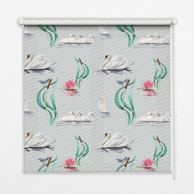 Modern roller blind con estampado de cisnes y patos