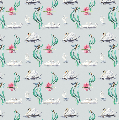 Modern roller blind con estampado de cisnes y patos