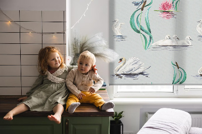Modern roller blind con estampado de cisnes y patos