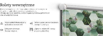 Estor enrollable para ventana con estampado de hexágonos verdes