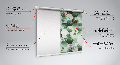 Estor enrollable para ventana con estampado de hexágonos verdes