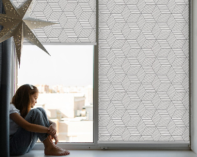 Estor enrollable para ventana con diseño de cuadrados rayados en efecto 3D