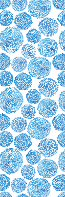 Estor enrollable con diseño de círculos y pétalos en tonos azules