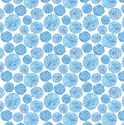 Estor enrollable con diseño de círculos y pétalos en tonos azules