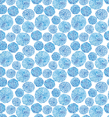 Estor enrollable con diseño de círculos y pétalos en tonos azules