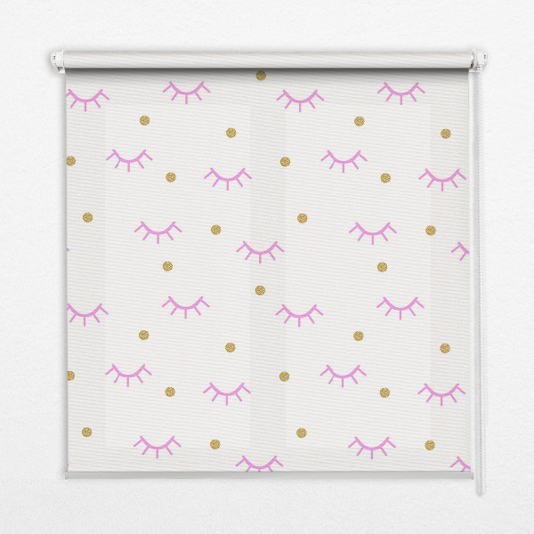 Modern roller blind con cejas dibujadas y puntos decorativos