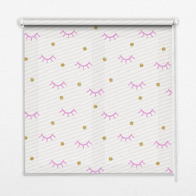 Modern roller blind con cejas dibujadas y puntos decorativos