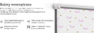 Modern roller blind con cejas dibujadas y puntos decorativos