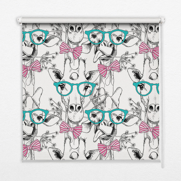 Modern roller blind con diseño de jirafa con gafas