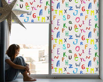 Estor enrollable para ventana con letras coloridas