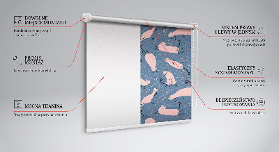 Modern roller blind con diseño de gatos rosas