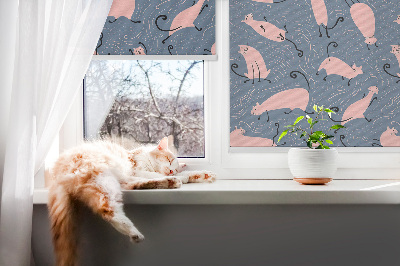 Modern roller blind con diseño de gatos rosas