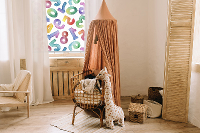 Estor enrollable con diseño de números coloridos