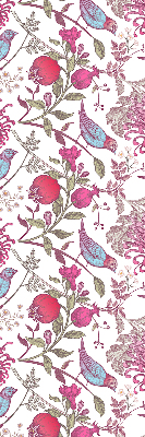 Estor enrollable con diseño de pájaros coloridos entre las flores