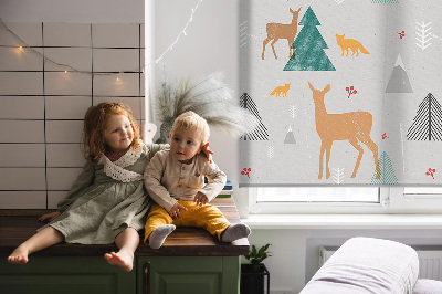 Modern roller blind con diseño de corzo en el bosque
