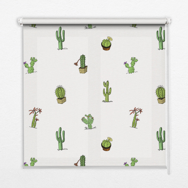 Estor enrollable para ventana con estampado de cactus