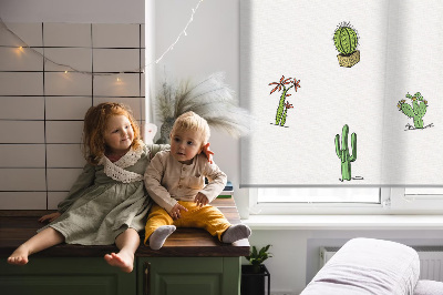 Estor enrollable para ventana con estampado de cactus