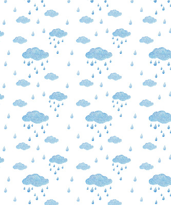 Estor enrollable con estampado de nubes y lluvia