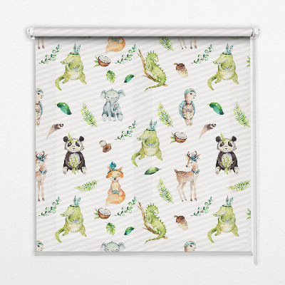 Estor enrollable para ventana con diseño de animales y plantas