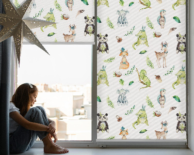 Estor enrollable para ventana con diseño de animales y plantas