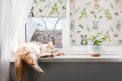 Estor enrollable para ventana con diseño de animales y plantas