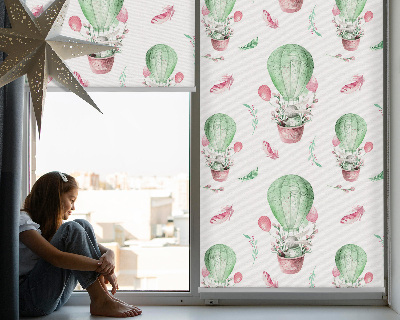 Estor enrollable para ventana con estampado de globos verdes