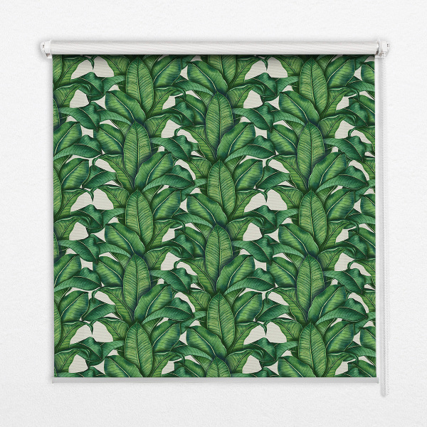 Estor enrollable con estampado de hojas verdes