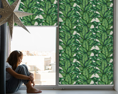 Estor enrollable con estampado de hojas verdes