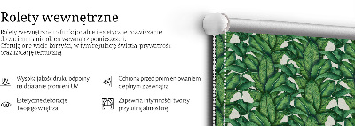 Estor enrollable con estampado de hojas verdes